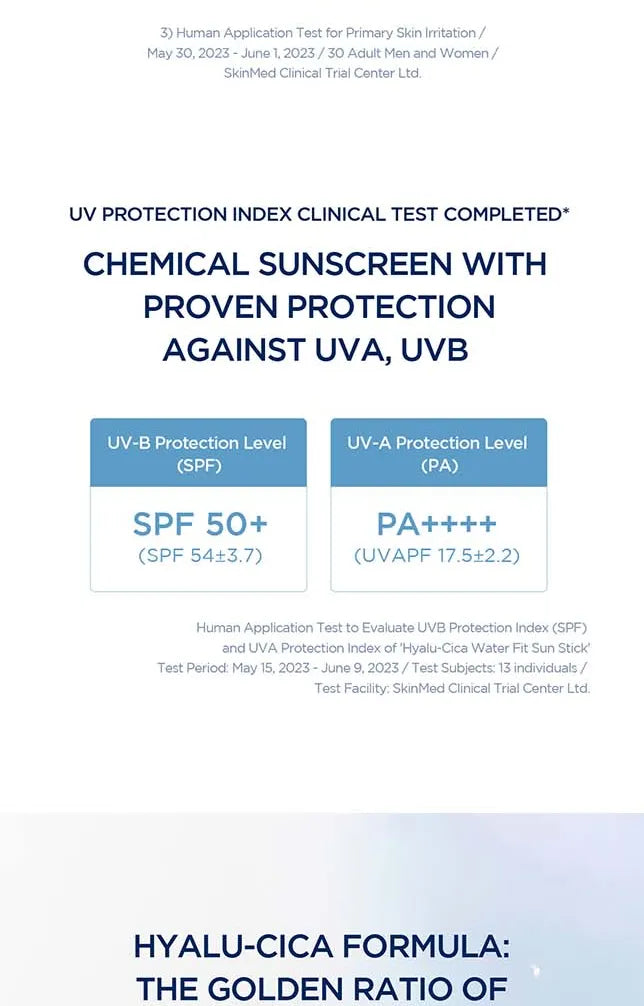 Hyalu-Cica Sunscreen Stick Protector solar SPF50 PA++