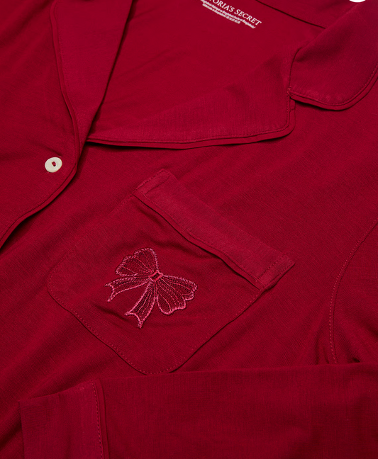 Conjunto de Pijama Modal con Moño Delicado