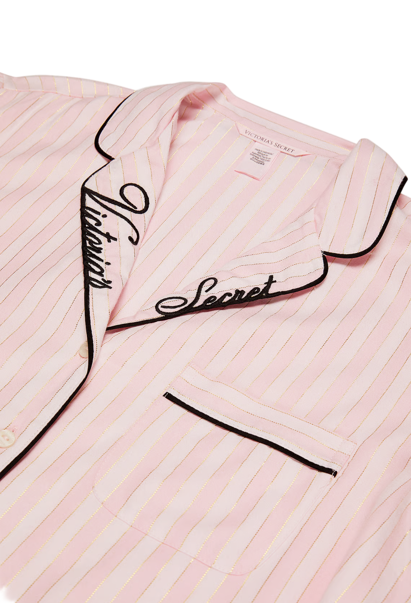 Conjunto de Pijama de Franela | Líneas Blanca y Rosa