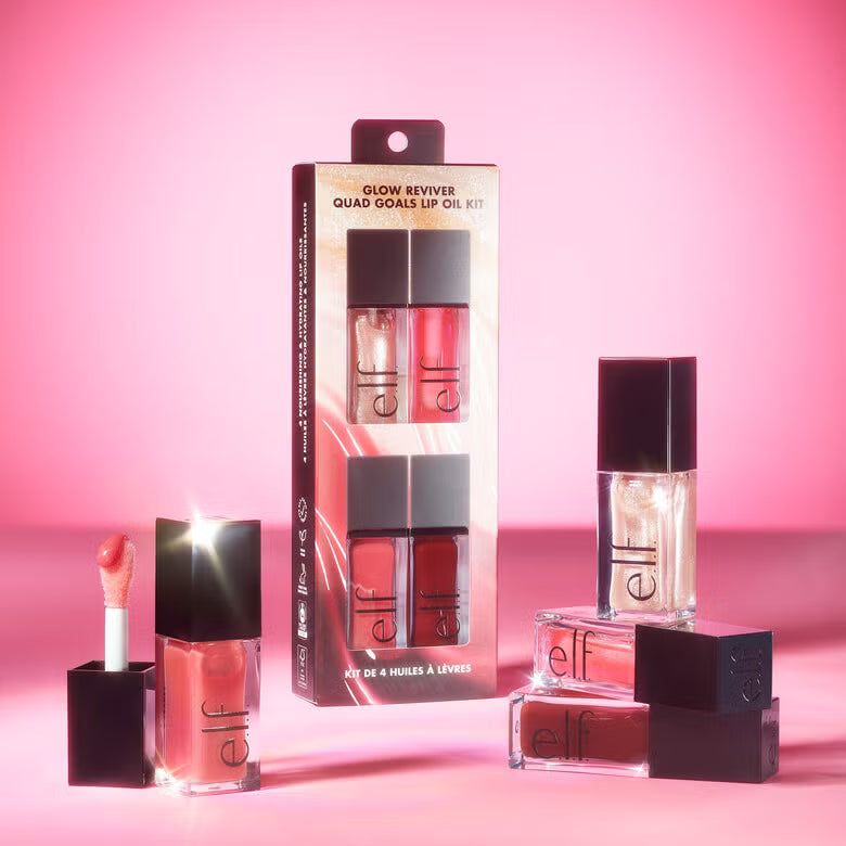 Glow Reviver Quad Goals Lip Oil Kit (Set De Aceites Labiales Con Color)