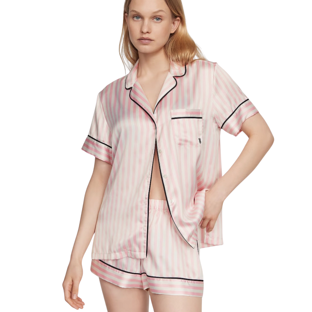 Conjunto de Pijama Satin Lineas Rosa