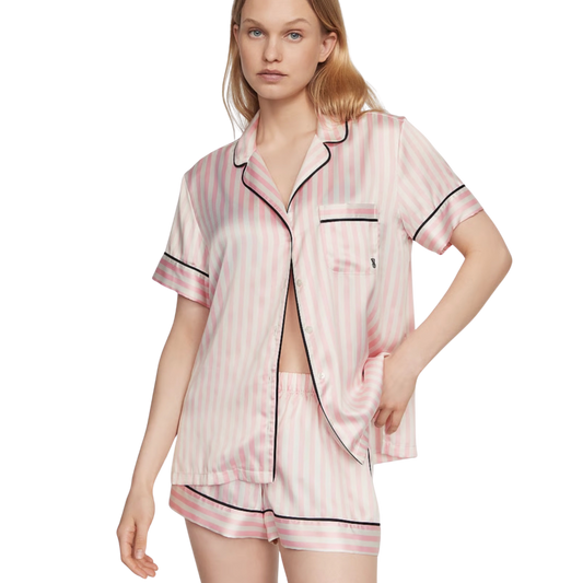Conjunto de Pijama Satin Lineas Rosa