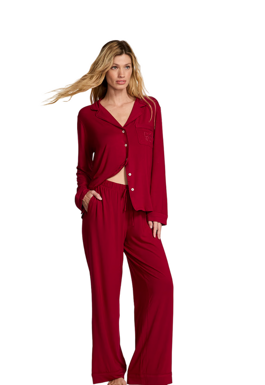 Conjunto de Pijama Modal con Moño Delicado