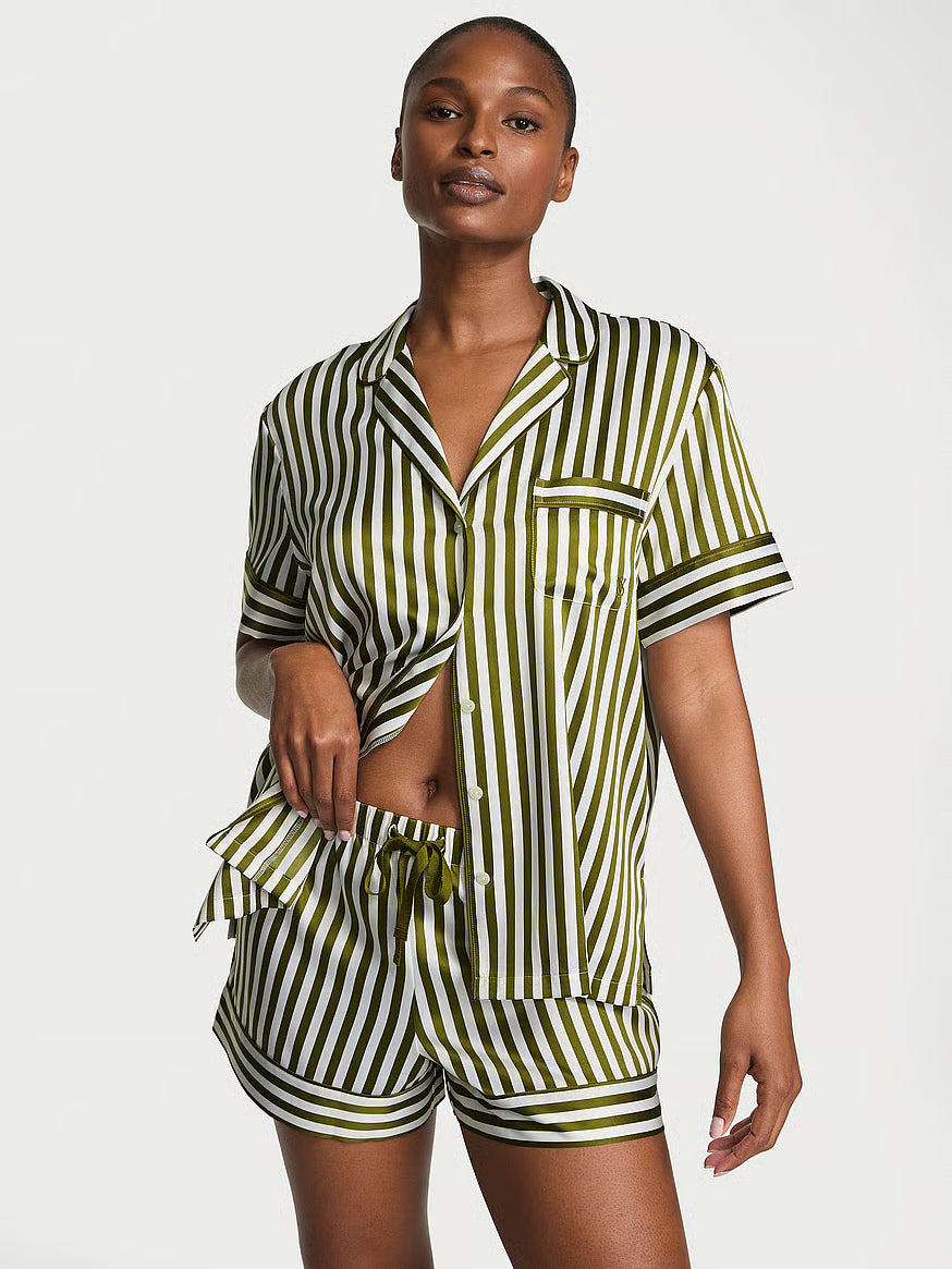 Conjunto de Pijama Satin Lineas Verde