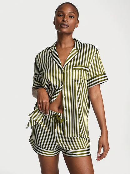 Conjunto de Pijama Satin Lineas Verde