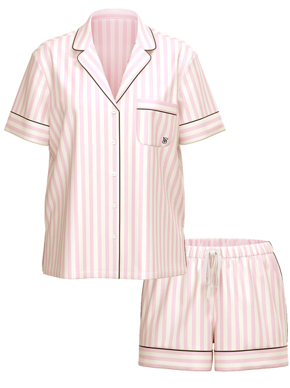 Conjunto de Pijama Satin Lineas Rosa